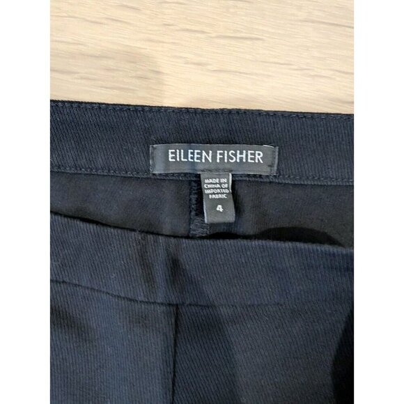 Eileen Fisher Pants 4 Black Tapered Ponte Dress Viscose Blend USA Work Office - Picture 4 of 11